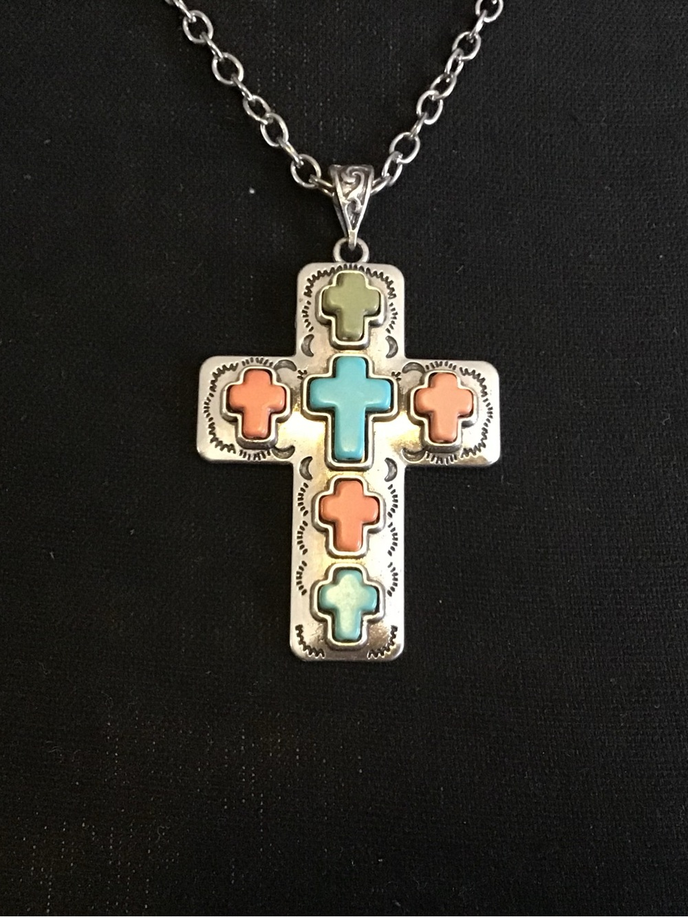 Multicolor Cross Pendant Necklace - Women Jewelry